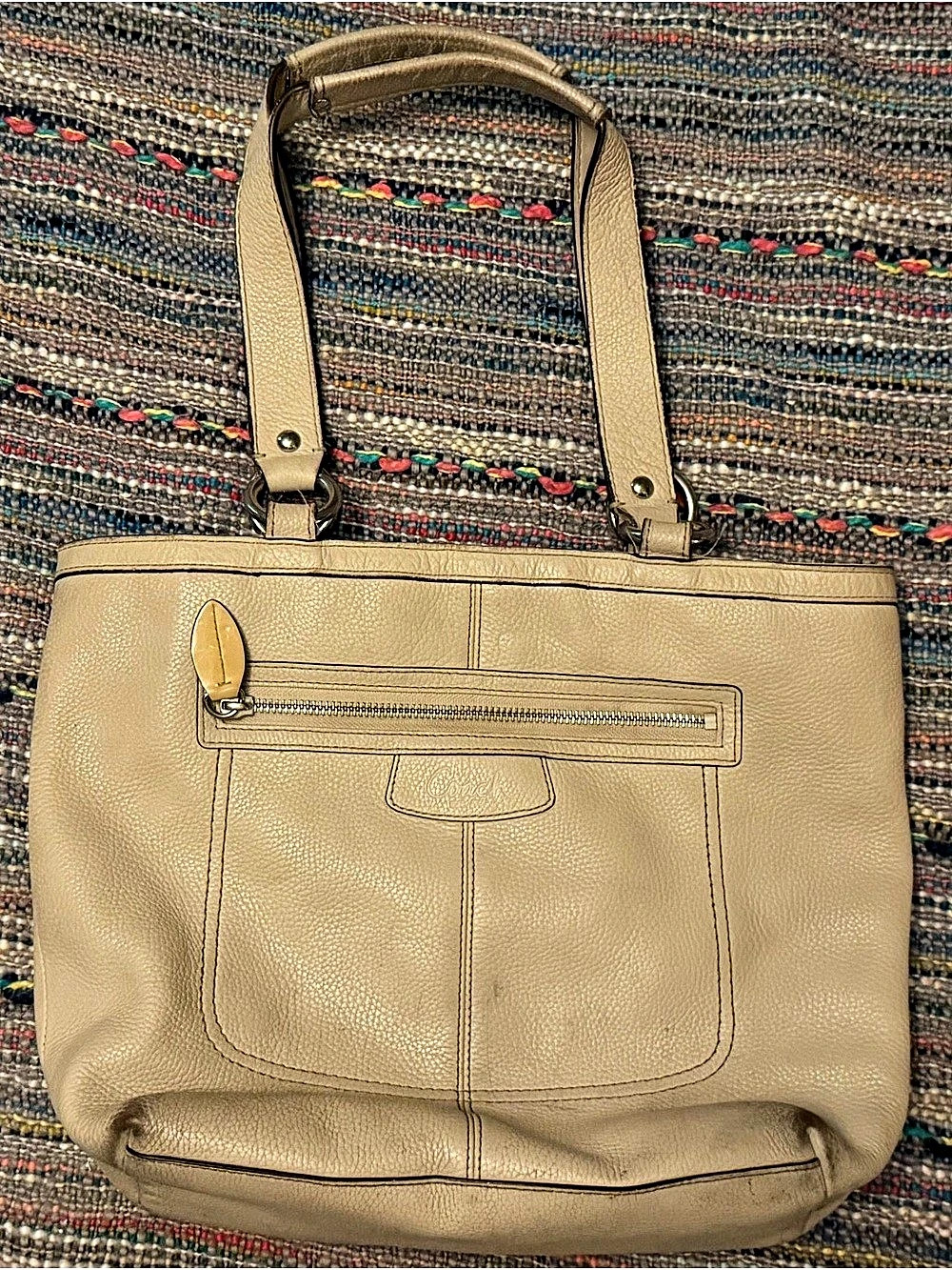 Coach Penelope Leather Shoulder Bag Beige